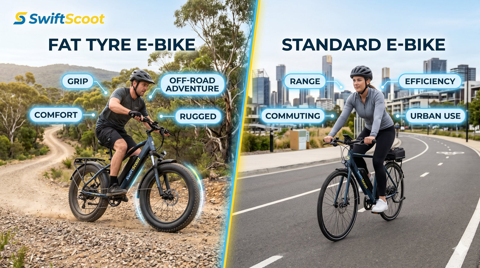 Fat Tyre E-Bikes vs Standard E-Bikes | SwiftScoot Australia