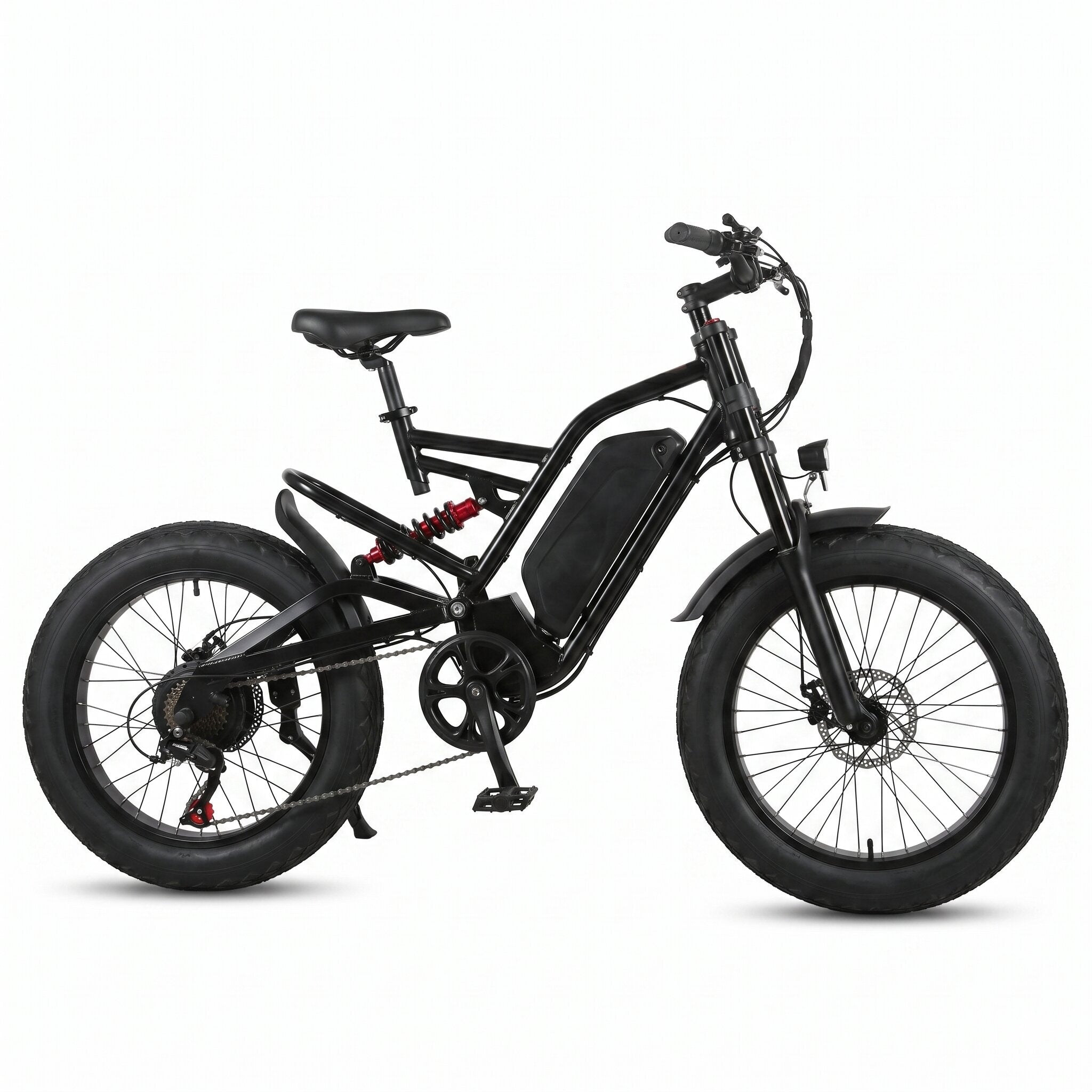 AKEZ 1500W 48V 18Ah fat tire electric mountain bike with full suspension and hydraulic brakes
